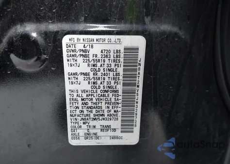 2018 Nissan Rogue Sl z USA, uszkodzony, nr VIN JN8AT2MV5JW329728